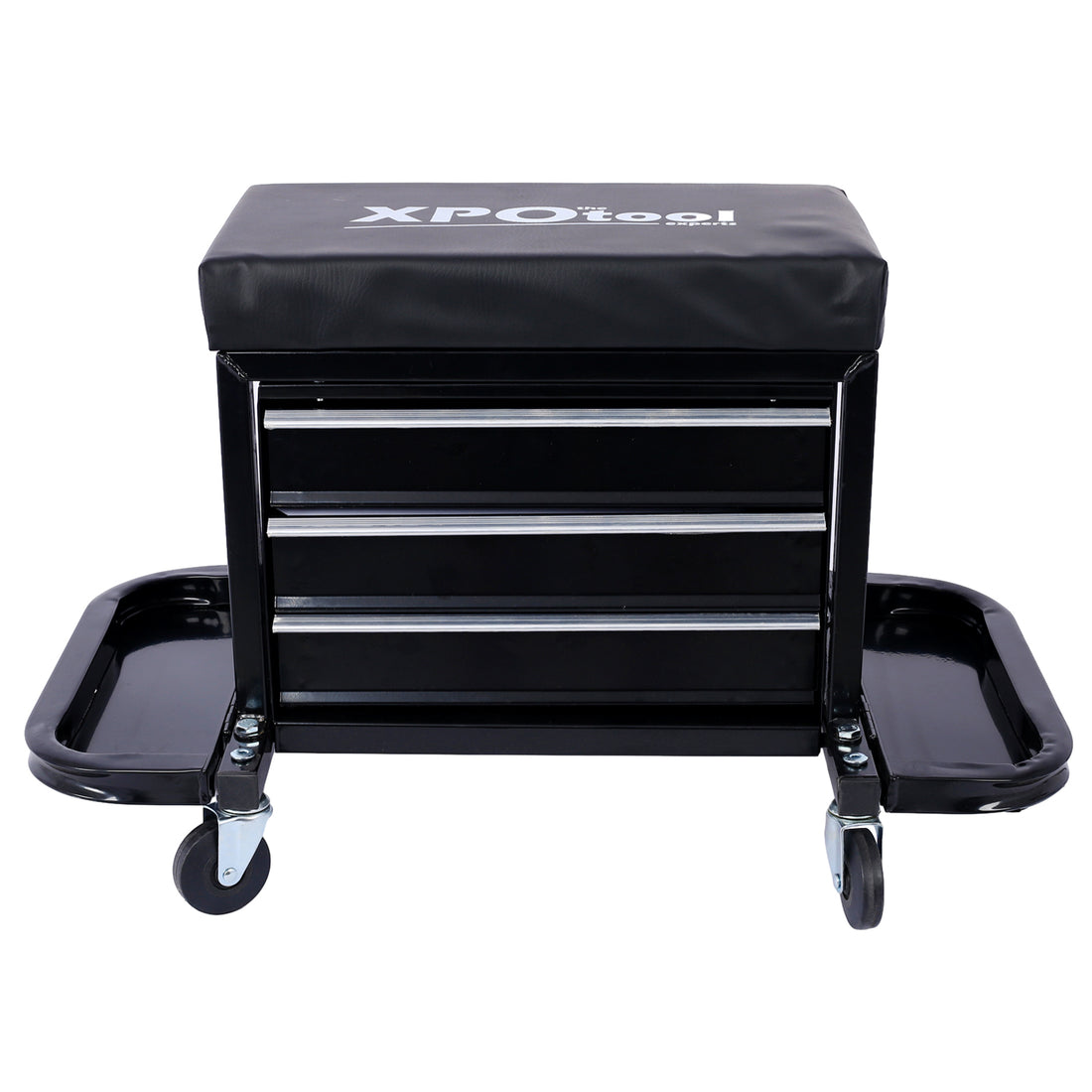 350 Pound Capacity Garage Glider Rolling Tool Chest Seat Black Steel