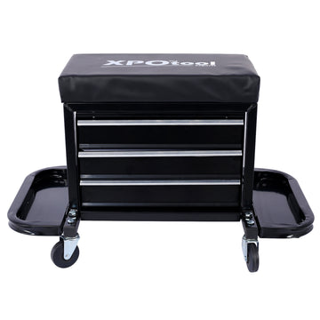 350 Pound Capacity Garage Glider Rolling Tool Chest Seat Black Steel