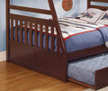 1Pc Twin Full Bunk Bed With Twin Trundle Dark Cherry Finish Wooden Bedroom Furniture Box Spring Not Required Brown Mix Bedroom Transitional Bunk Wood