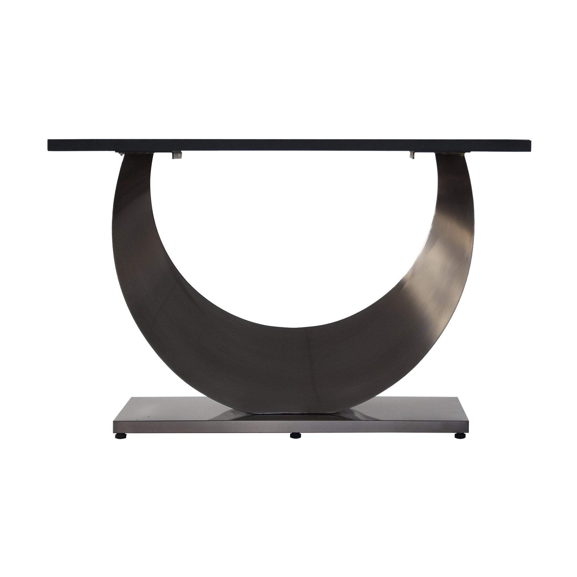 78.74" Modern Artificial Stone White Crescent Shaped Black Metal Legs Can Accommodate 8 People. White Metal Sintered Stone