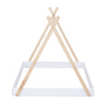 Full Size Tent Floor Bed With Triangle Structure, White Natural Full Box Spring Not Required White Wood Wood