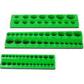 3 Piece Sae Magnetic Socket Organizers, Socket Organizers For Toolboxes, Socket Organizer, Magnetic Socket Holder, Black Tool Box Organizer,Green,Sae Green Plastic