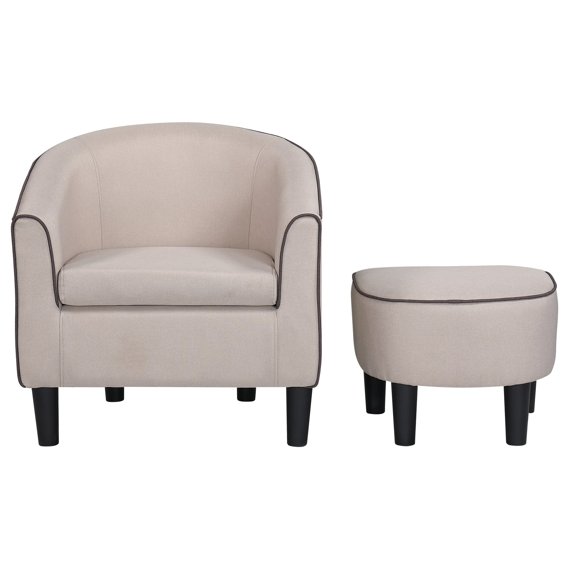 Jst Accent Chair With Ottoman, Modern Accent Arm Chair With Footrest, Suit For Living Room Bedroom Small Spaces Apartment Office Fabric Beige Beige Brown Carbon Fiber