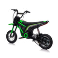 24V14Ah Kids Ride On 24V Electric Toy Motocross Motorcycle Dirt Bike Xxl Large,Speeds Up To 14.29Mph,Dual Suspension, Hand Operated Dual Brakes, Twist Grip Throttle, Authentic Motocross Bike Geometry Green Polypropylene