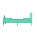 Girl'S Beautiful Princess Bed Macaron Twin Size Toddler Bed With Side Safety Rails And Headboard And Footboard, Seasoft Green Twin Green Solid Wood Mdf