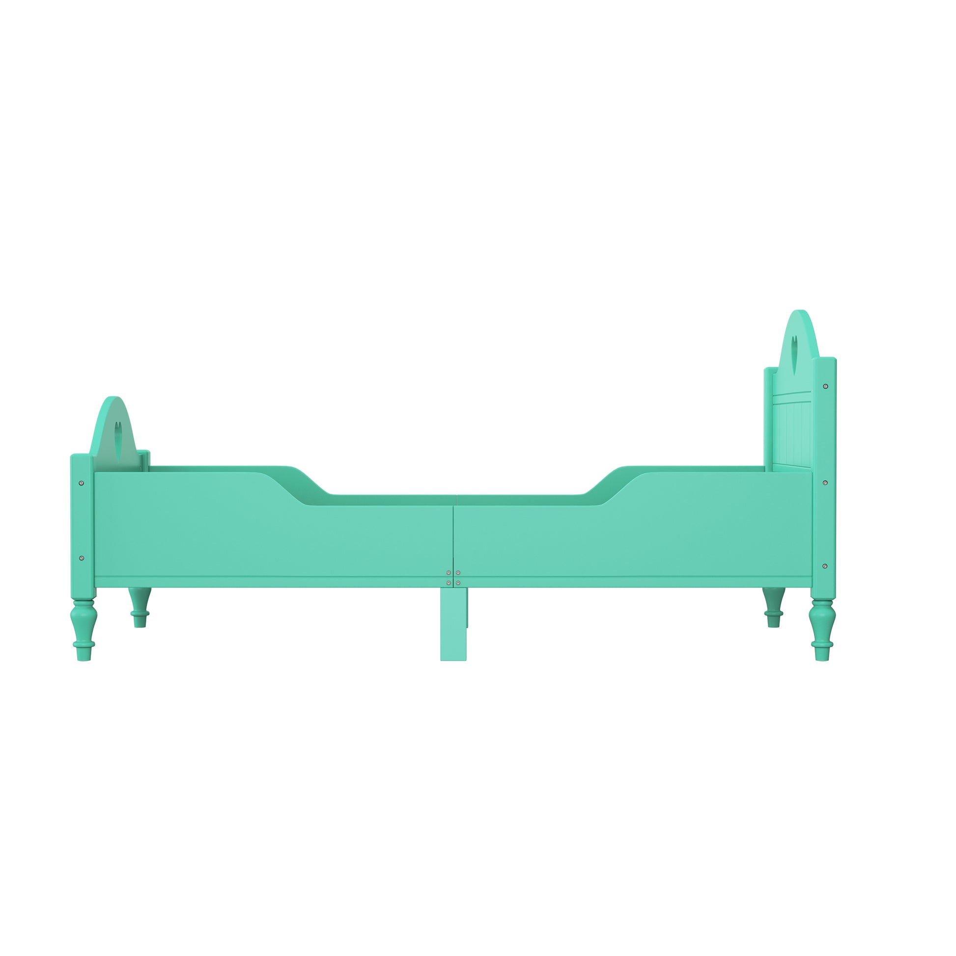 Girl'S Beautiful Princess Bed Macaron Twin Size Toddler Bed With Side Safety Rails And Headboard And Footboard, Seasoft Green Twin Green Solid Wood Mdf