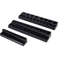3 Piece Metric Magnetic Socket Organizers, Socket Organizers For Toolboxes, Socket Organizer, Magnetic Socket Holder, Black Tool Box Organizer.3Set,Black,Metric Black Plastic