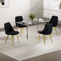 Modern Simple Velvet Dining Black Chair Home Bedroom Stool Back Dressing Chair Student Desk Chair Gold Metal Legs Set Of 4 Metal Black Velvet