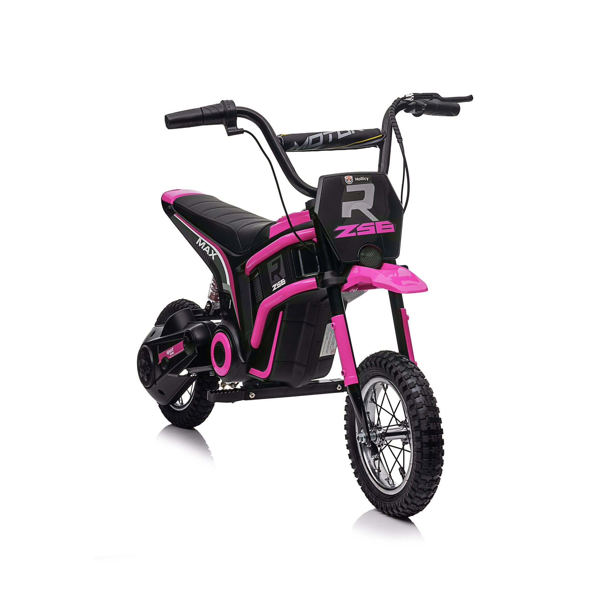 24V14Ah Kids Ride On 24V Electric Toy Motocross Motorcycle Dirt Bike Xxl Large,Speeds Up To 14.29Mph,Dual Suspension, Hand Operated Dual Brakes, Twist Grip Throttle, Authentic Motocross Bike Geometry Pink Polypropylene