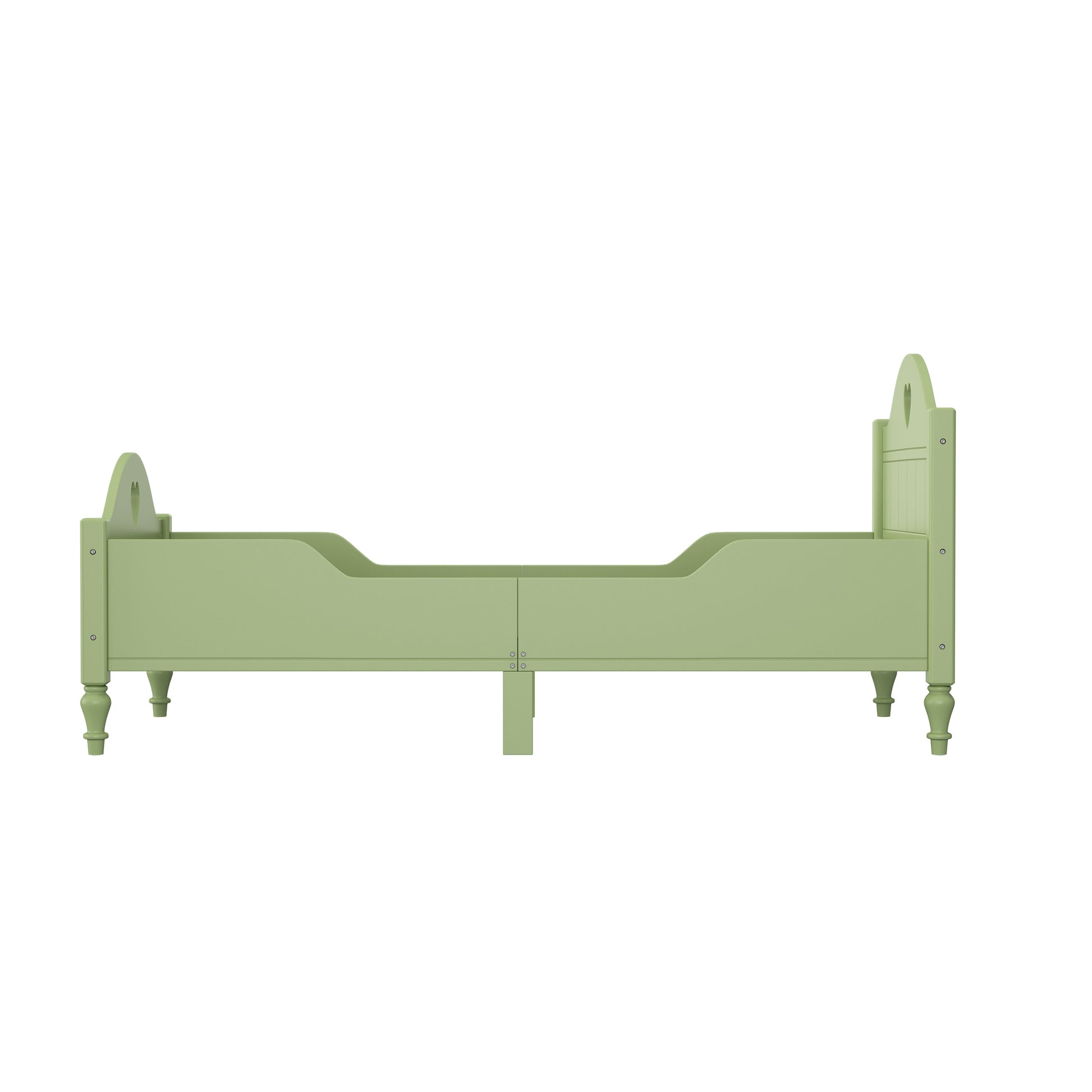 Girl'S Beautiful Princess Bed Macaron Twin Size Toddler Bed With Side Safety Rails And Headboard And Footboard, Oliver Green Olive Green Solid Wood Mdf