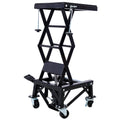 300 Lbs Hydraulic Motorcycle Scissor Jack Lift Foot Step Wheels For Small Dirt Bikes,Black Color Black Steel