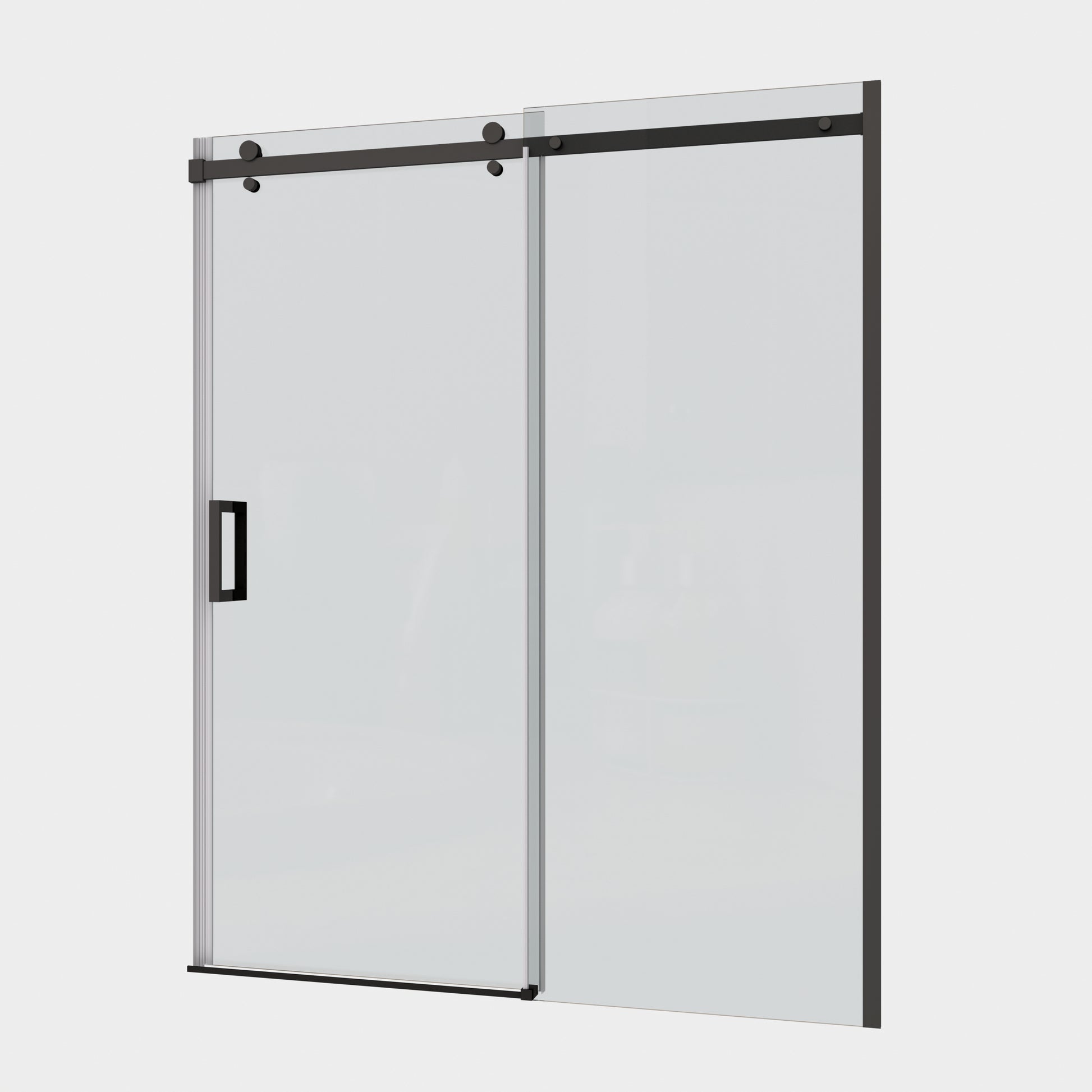 Glass Shower Door, Sliding Door, With 5 16" Tempered Glass And Matted Black Finish Matte Black Bathroom Aluminium Alloy