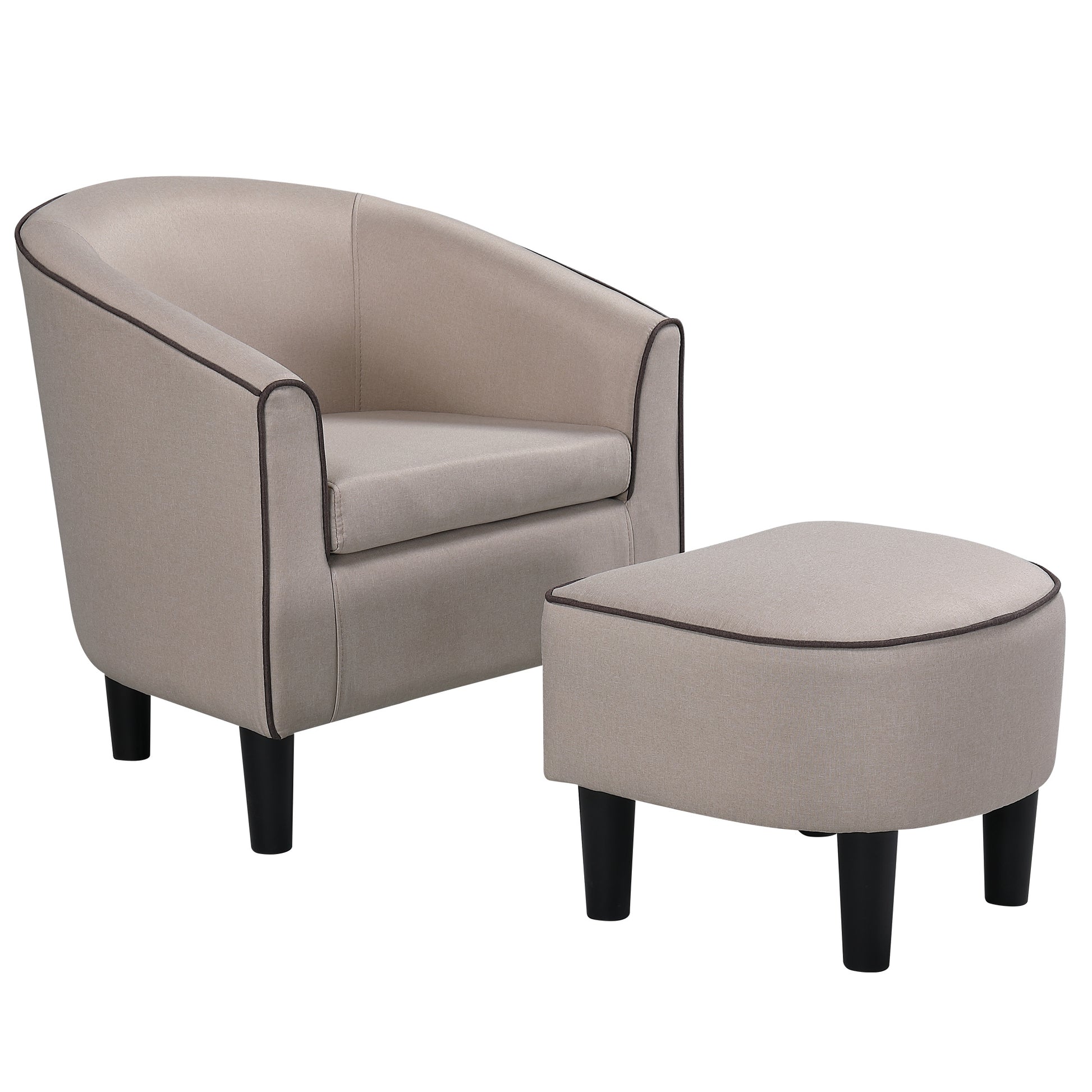Jst Accent Chair With Ottoman, Modern Accent Arm Chair With Footrest, Suit For Living Room Bedroom Small Spaces Apartment Office Fabric Beige Beige Brown Carbon Fiber