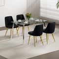 Modern Simple Velvet Dining Black Chair Home Bedroom Stool Back Dressing Chair Student Desk Chair Gold Metal Legs Set Of 4 Metal Black Velvet