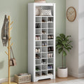 Stylish Design 30 Shoe Cubby Console, Contemporary Shoe Cabinet With Multiple Storage Capacity, Free Standing Tall Cabinet With Versatile Use For Hallway, Bedroom, White Filing Cabinets White Primary Living Space Particle Board