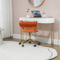 Coolmore Home Office Desk Chair, Vanity Chair, Modern Adjustable Home Computer Executive Chair Swivel Task Chair For Small Space, Living Room, Make Up, Studying Orange Polyester