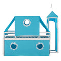 Twin Size Loft Bed With Slide Blue Tent And Tower Blue Twin Blue Solid Wood Mdf