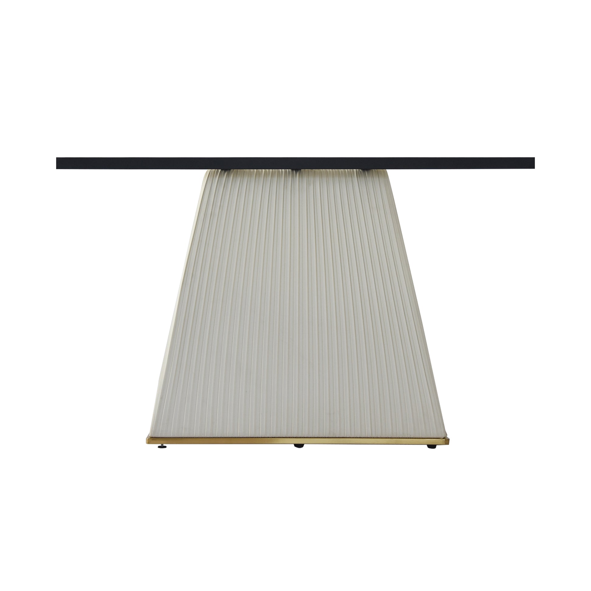 78.74" Modern Artificial Stone Pandora Straight Side Panel Beige Pu Plywood Table Legs Can Accommodate 8 People. White Dining Room Plywood Sintered Stone
