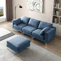 Adf Living Room Furniture Modern Leisure L Shape Couch Blue Fabric Blue Foam Fabric