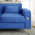 Velvet Loveseat With Pillows And Gold Finish Metal Leg For Living Room Dark Blue Velvet