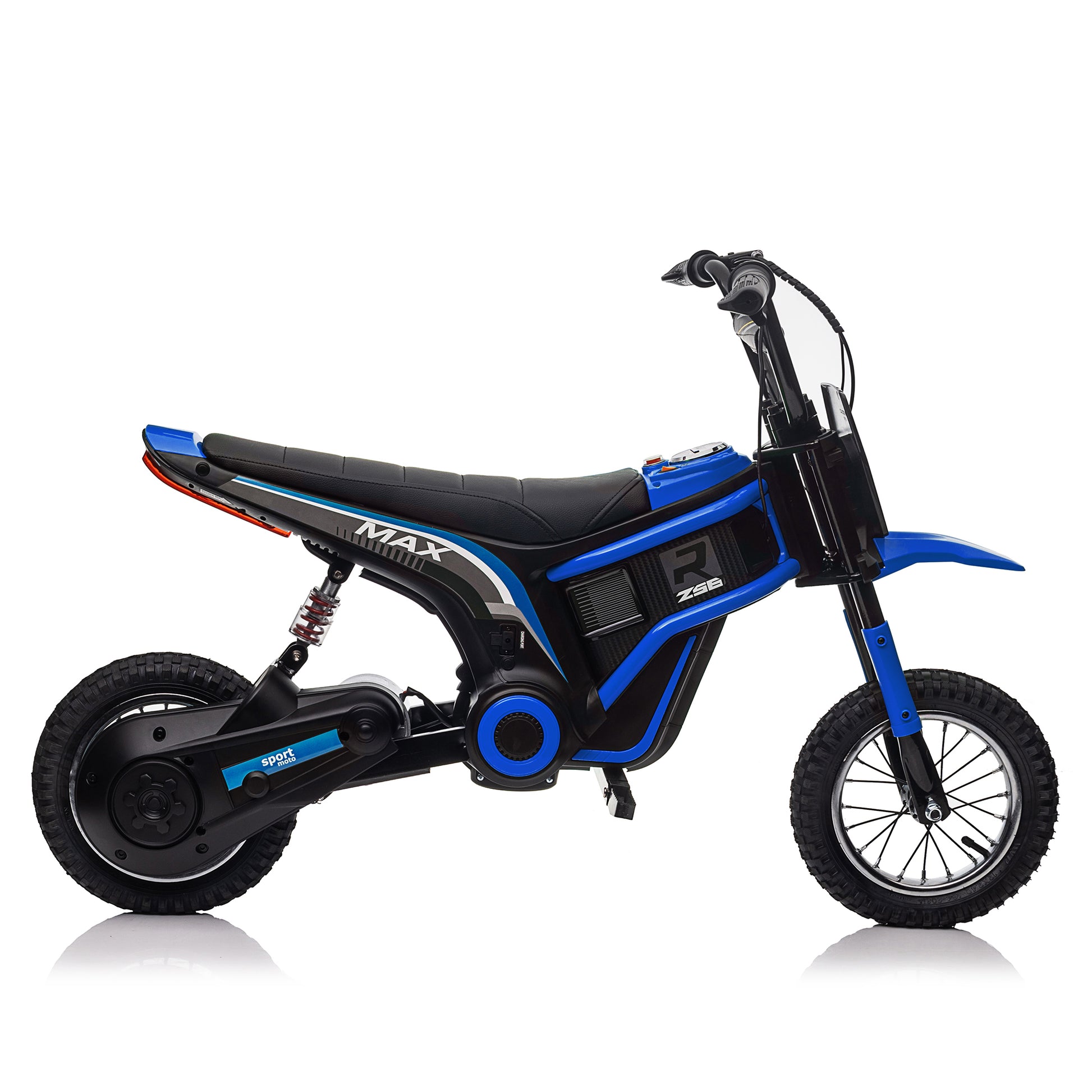 24V14Ah Kids Ride On 24V Electric Toy Motocross Motorcycle Dirt Bike Xxl Large,Speeds Up To 14.29Mph,Dual Suspension, Hand Operated Dual Brakes, Twist Grip Throttle, Authentic Motocross Bike Geometry Blue Polypropylene