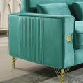 Velvet Loveseat With Pillows And Gold Finish Metal Leg For Living Room Blue Velvet