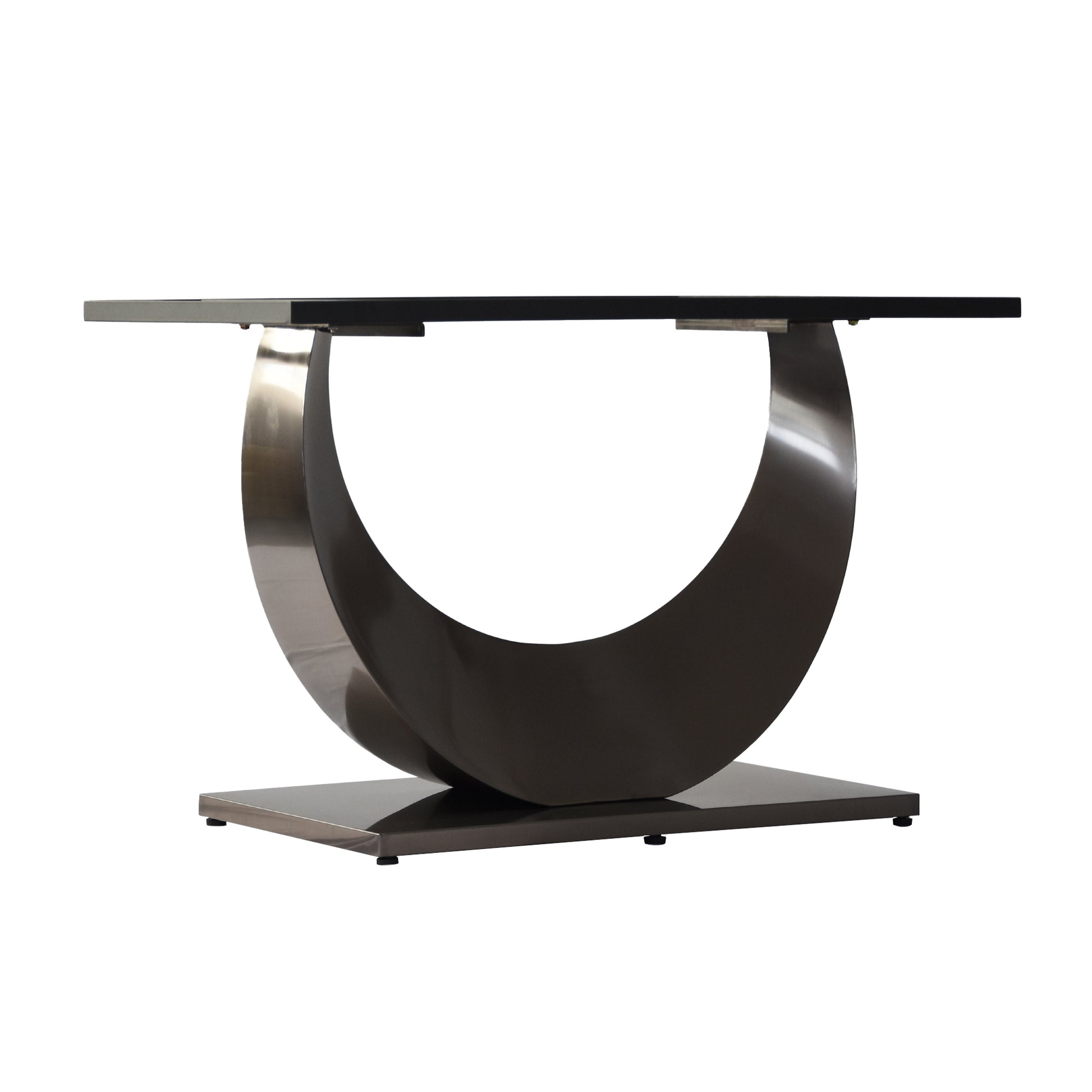78.74" Modern Artificial Stone Black Crescent Shaped Black Metal Legs Can Accommodate 8 People. Black Metal Sintered Stone