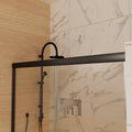 44In. 48 In. X 72 In. Traditional Sliding Shower Door In Matte Black With Clear Glass Matte Black Aluminum