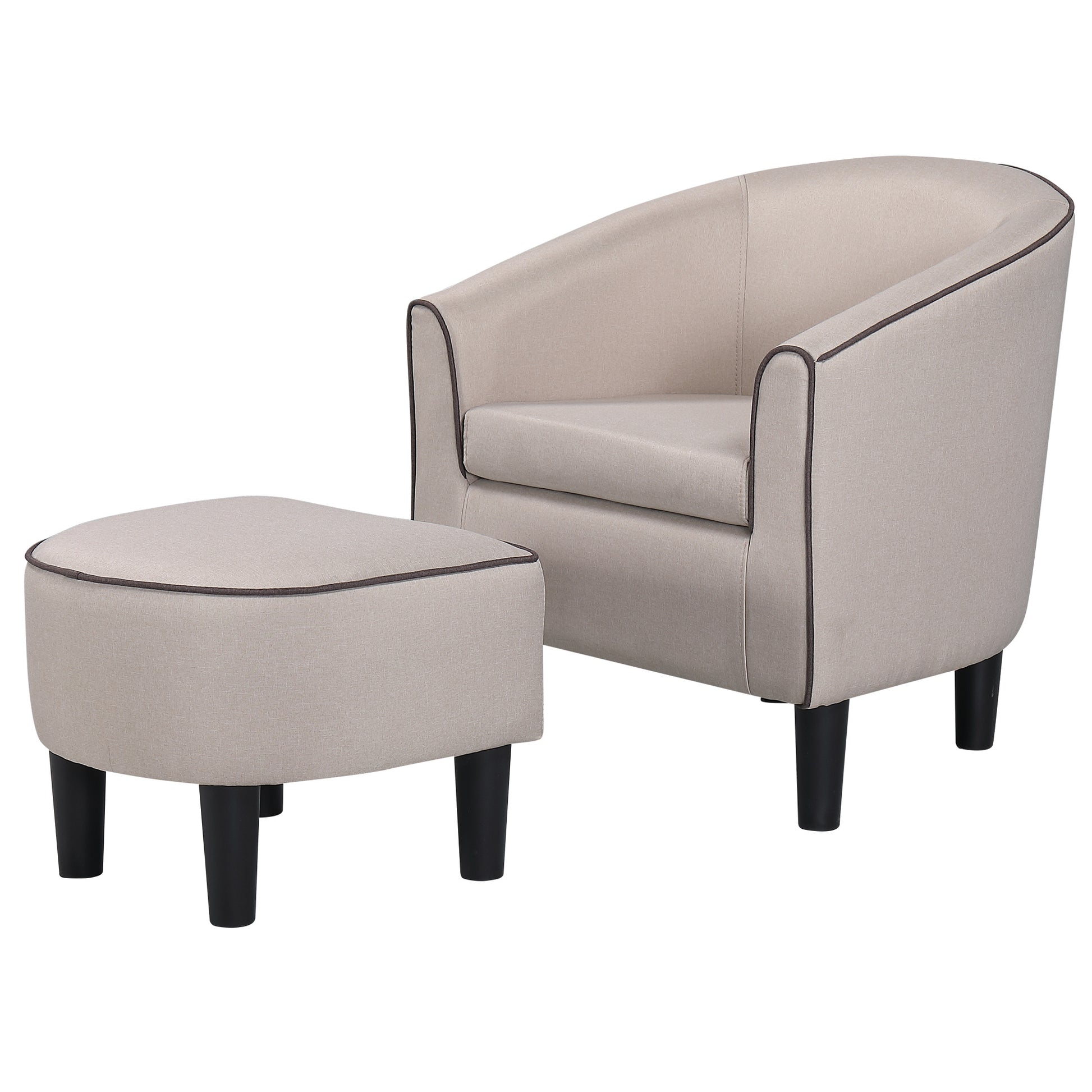 Jst Accent Chair With Ottoman, Modern Accent Arm Chair With Footrest, Suit For Living Room Bedroom Small Spaces Apartment Office Fabric Beige Beige Brown Carbon Fiber