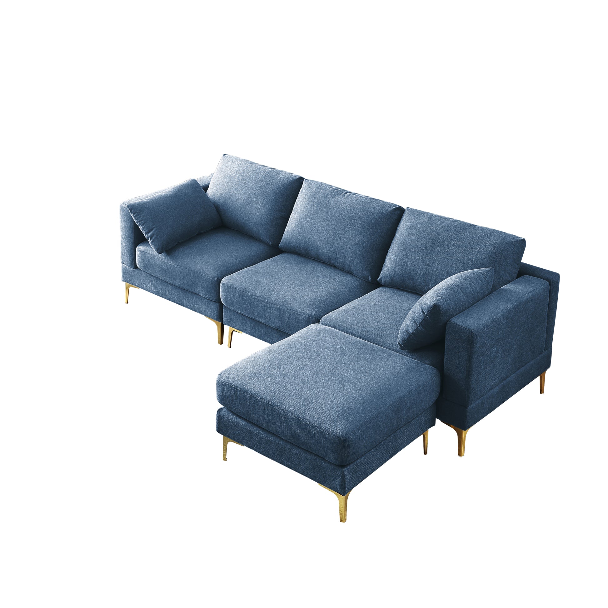 Adf Living Room Furniture Modern Leisure L Shape Couch Blue Fabric Blue Foam Fabric