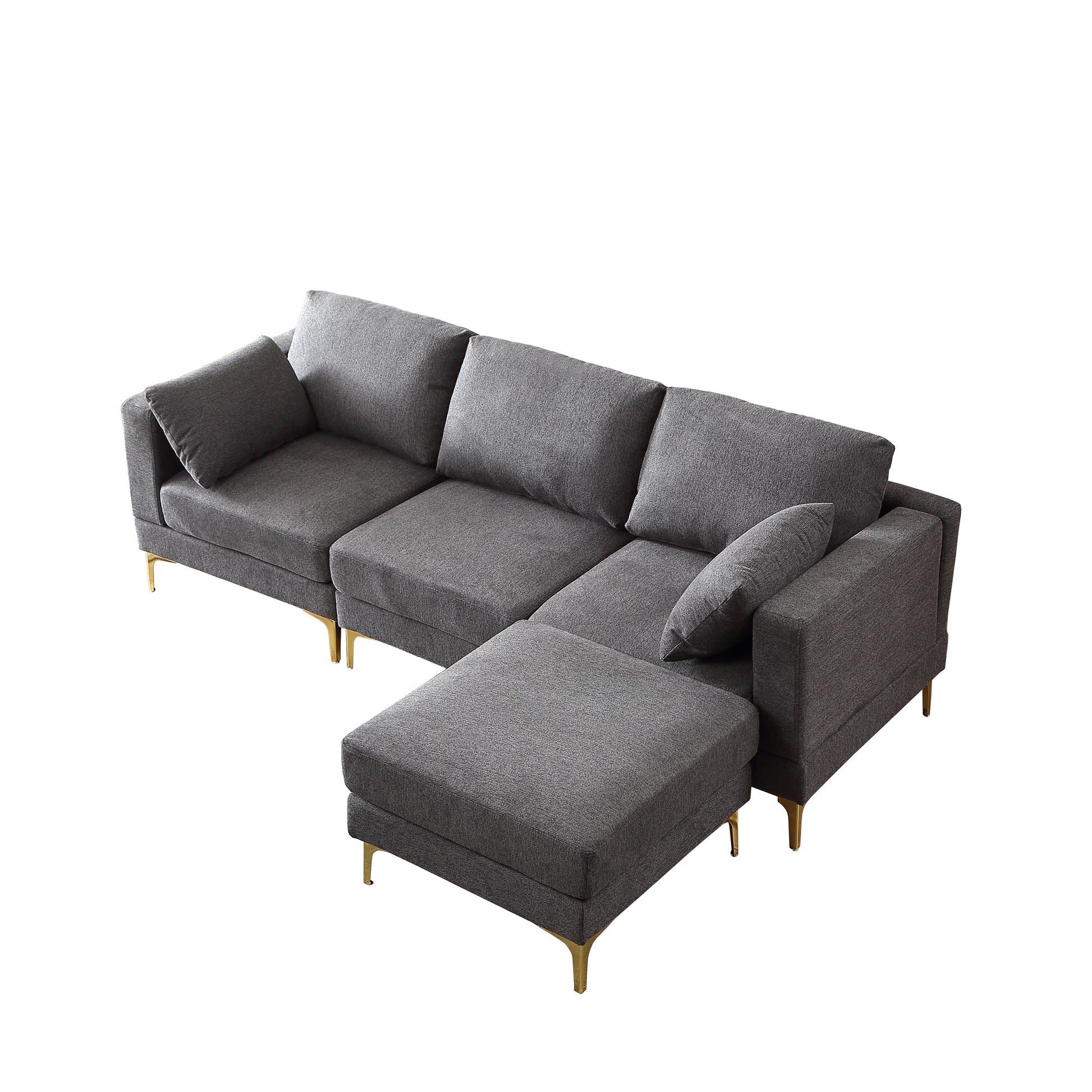 Adf Living Room Furniture Modern Leisure L Shape Couch Dark Grey Fabric Dark Grey Foam Fabric