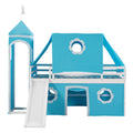 Twin Size Loft Bed With Slide Blue Tent And Tower Blue Twin Blue Solid Wood Mdf