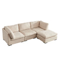 L Shape Modular Soft Fabric Sofa Filled With Down Beige Beige Down Filling Fabric