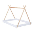 Full Size Tent Floor Bed With Triangle Structure, White Natural Full Box Spring Not Required White Wood Wood