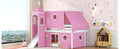 Full Size Loft Bed With Slide Pink Tent And Tower Pink Full Pink Solid Wood Mdf