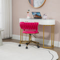 Coolmore Home Office Desk Chair, Vanity Chair, Modern Adjustable Home Computer Executive Chair Swivel Task Chair For Small Space, Living Room, Make Up, Studying Rose Red Polyester