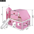 Full Size Loft Bed With Slide Pink Tent And Tower Pink Full Pink Solid Wood Mdf