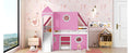 Full Size Loft Bed With Slide Pink Tent And Tower Pink Full Pink Solid Wood Mdf