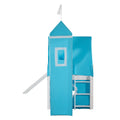 Twin Size Loft Bed With Slide Blue Tent And Tower Blue Twin Blue Solid Wood Mdf