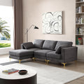 Adf Living Room Furniture Modern Leisure L Shape Couch Dark Grey Fabric Dark Grey Foam Fabric