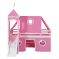 Twin Size Loft Bed With Slide Pink Tent And Tower Pink Twin Pink Solid Wood Mdf