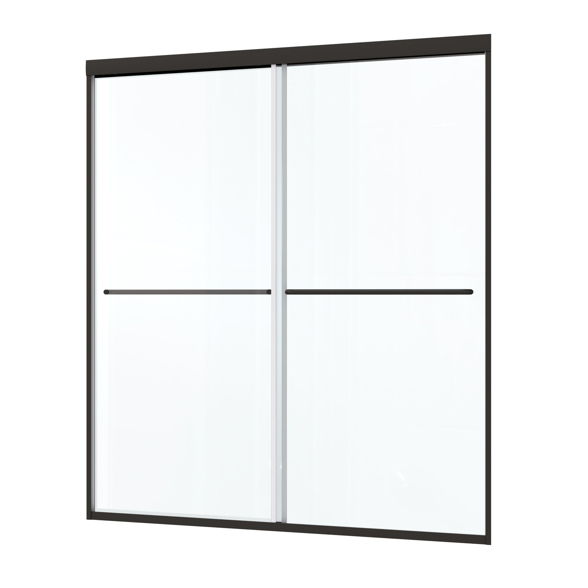 Bypass Shower Door, Sliding Door, With 1 4" Tempered Glass And Matted Black Finish Matte Black Bathroom Aluminium Alloy