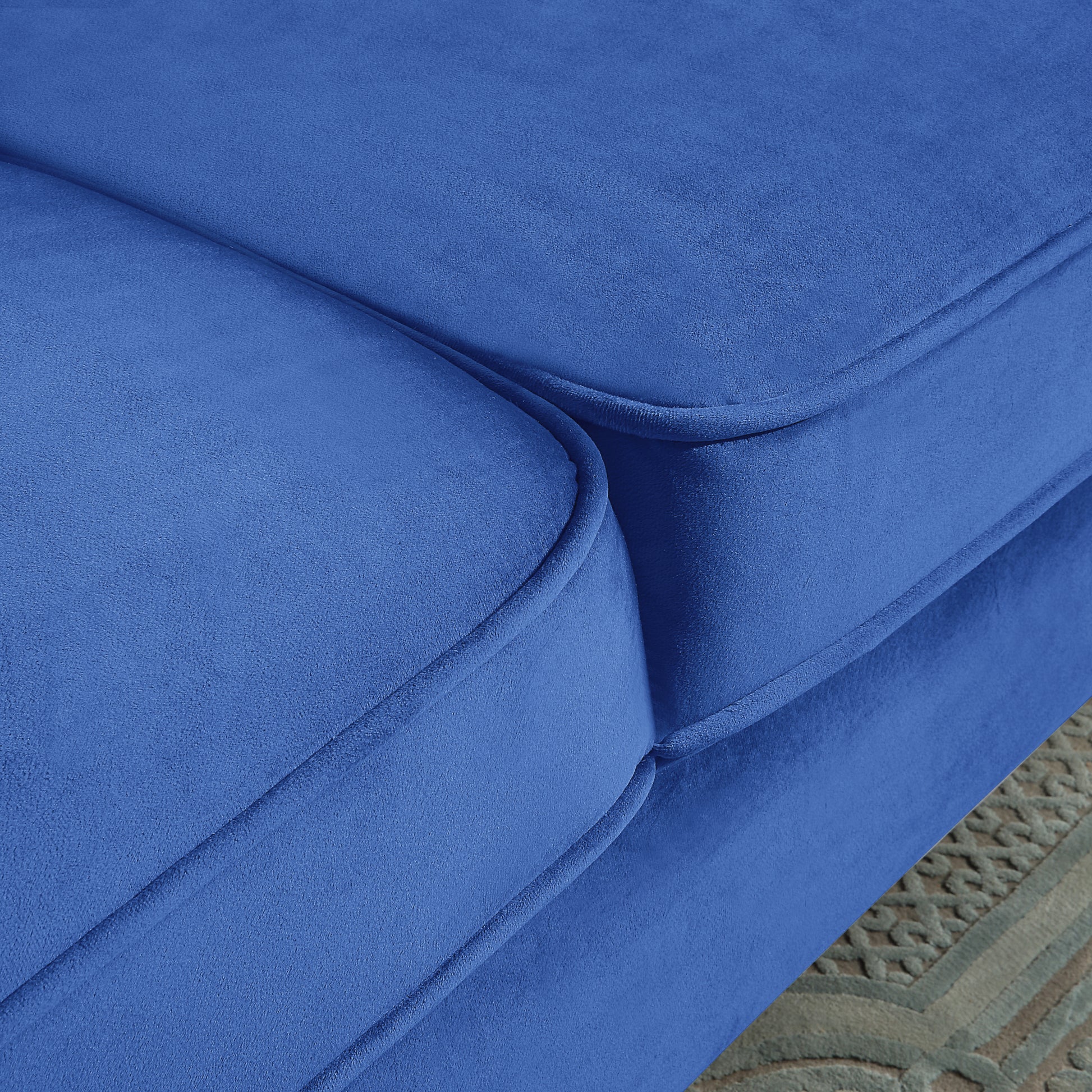 Velvet Loveseat With Pillows And Gold Finish Metal Leg For Living Room Dark Blue Velvet