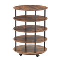 4 Tier Revolving Shoe Rack Storage Organizer Brown Primary Living Space Brown Metal & Wood Metal & Wood