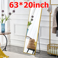 Aluminum Alloy Metal Frame Wall Mounted Full Length Mirror, Bathroom Vanity Mirror, Bedroom Home Porch, Decorative Mirror, Clothing Mirror, Floor To Ceiling Large Mirror. Gold 63