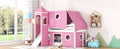 Twin Size Loft Bed With Slide Pink Tent And Tower Pink Twin Pink Solid Wood Mdf