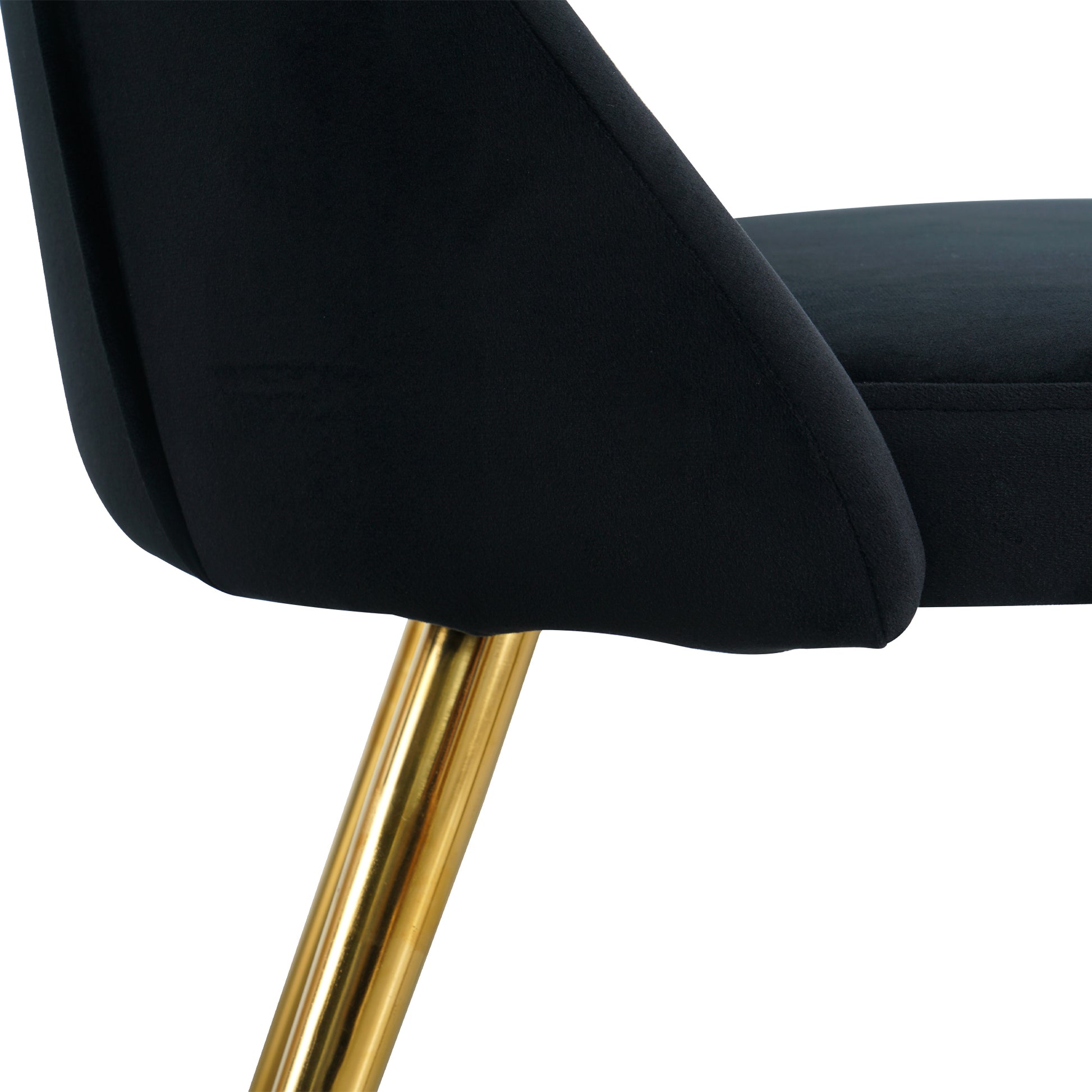 Modern Simple Velvet Dining Black Chair Home Bedroom Stool Back Dressing Chair Student Desk Chair Gold Metal Legs Set Of 4 Metal Black Velvet