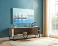 Tv Stand Two Door Cabinet With Two Open Shelves With Metal Legs Brown & Black Black Taupe Particle Board