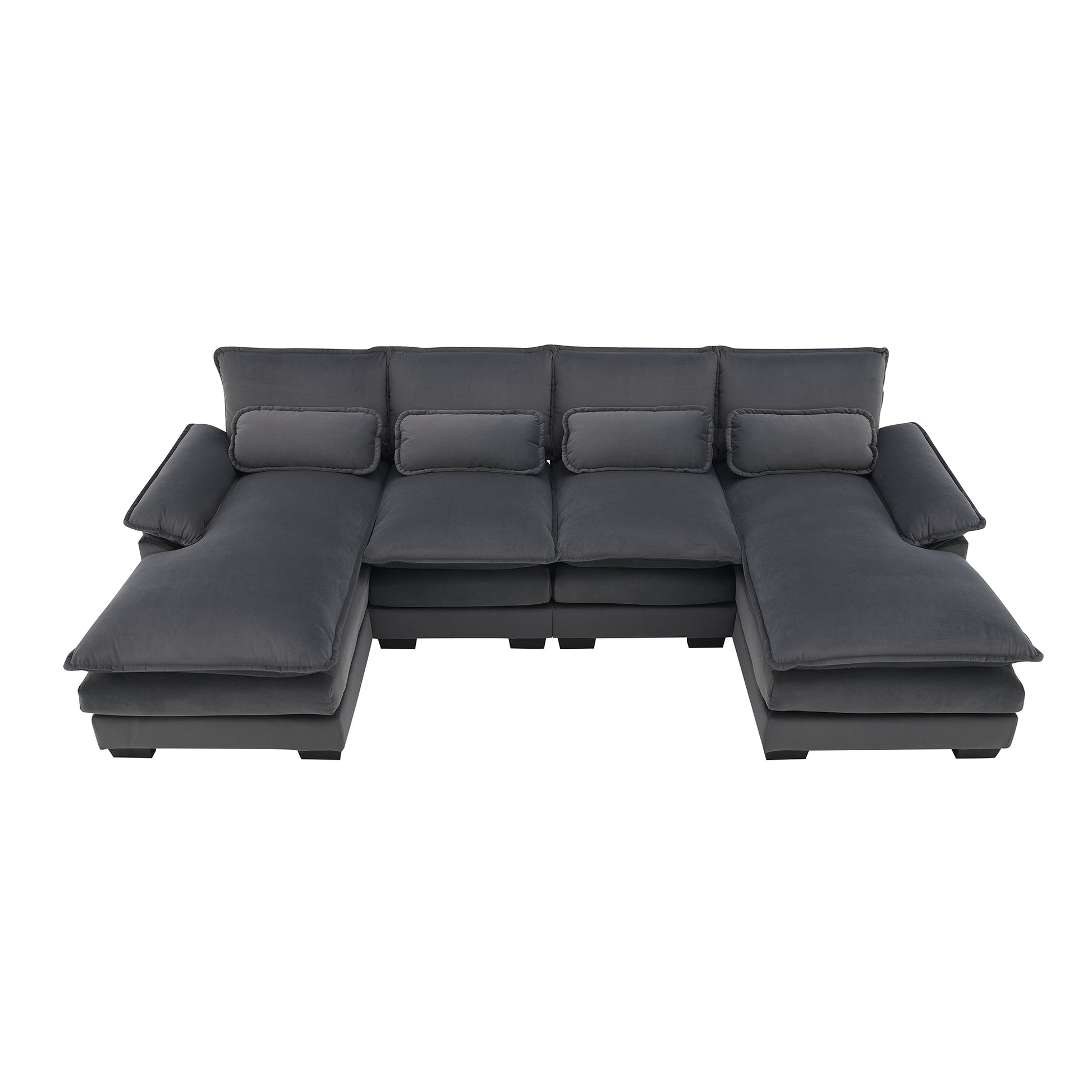 109.8*55.9" Modern U Shaped Sectional Sofa With Waist Pillows,6 Seat Upholstered Symmetrical Sofa Furniture,Sleeper Sofa Couch With Chaise Lounge For Living Room,Apartment,5 Color Gray Velvet 6 Seat