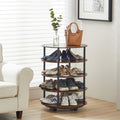 4 Tier Revolving Shoe Rack Storage Organizer Brown Primary Living Space Brown Metal & Wood Metal & Wood